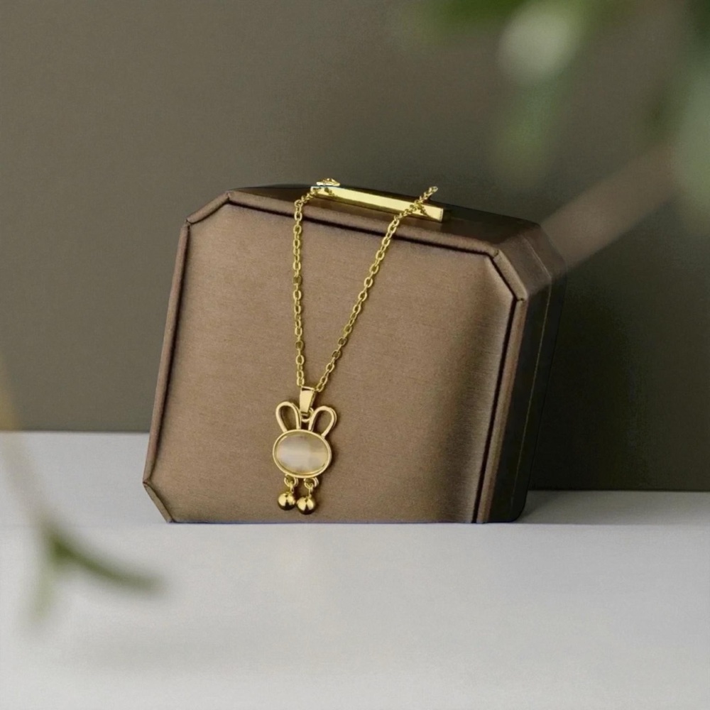 ✅NEW✅ 18K Gold Plated Titanium Steel Abstract Bunny Pendant Necklace (Gold)